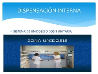  SISTEMA DE UNIDOSIS O DOSIS UNITARIA
DISPENSACIÓN INTERNA
 