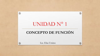 UNIDAD N° 1
CONCEPTO DE FUNCIÓN
Lic. Elsa Ursino
 