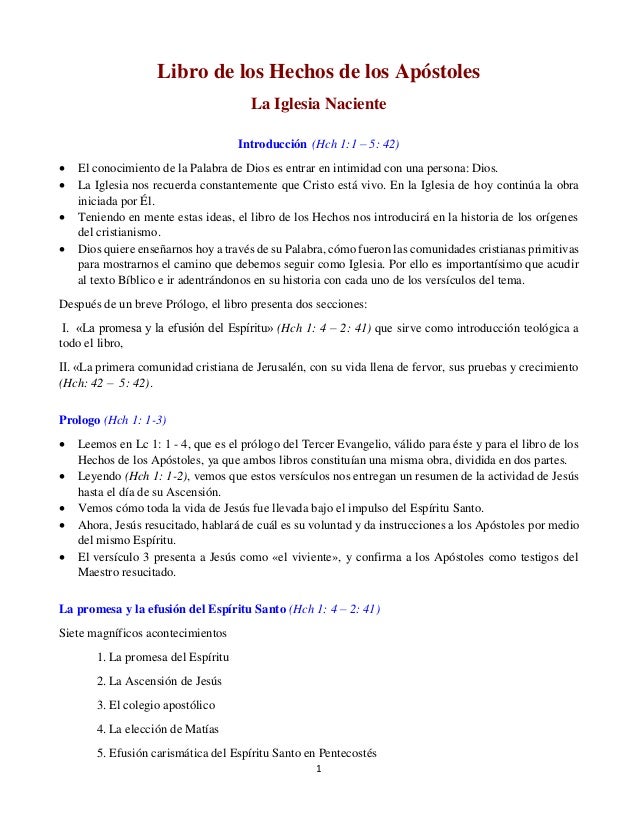 Clase 1 Hechos De Los Apostoles