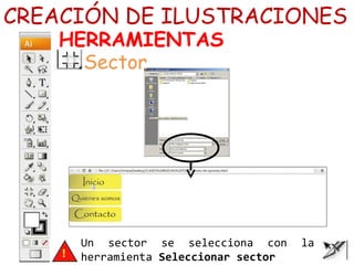 CREACIÓN DE ILUSTRACIONES
HERRAMIENTAS
Sector
Un sector se selecciona con la
herramienta Seleccionar sector
 