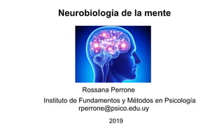 Neurobiología de la mente
Rossana Perrone
Instituto de Fundamentos y Métodos en Psicología
rperrone@psico.edu.uy
2019
 
