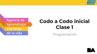 Codo a Codo inicial
Clase 1
Programación
 