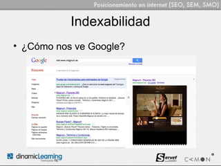 Indexabilidad
• ¿Cómo nos ve Google?
 