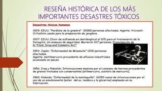 RESEÑA HISTÓRICA DE LOS MÁS
IMPORTANTES DESASTRES TÓXICOS
 