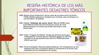 RESEÑA HISTÓRICA DE LOS MÁS
IMPORTANTES DESASTRES TÓXICOS
 