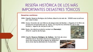 RESEÑA HISTÓRICA DE LOS MÁS
IMPORTANTES DESASTRES TÓXICOS
 