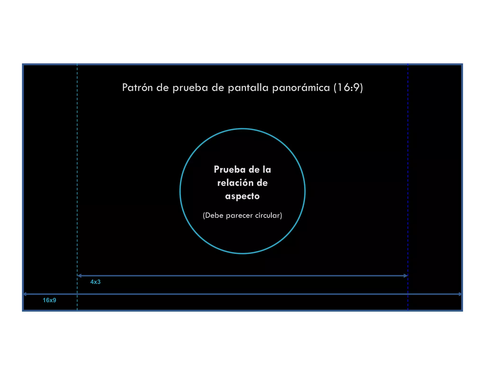 Patrón de prueba de pantalla panorámica (16:9)




                               Prueba de la
                                relación de
                                  aspecto
                            (Debe parecer circular)




       4x3

16x9
 