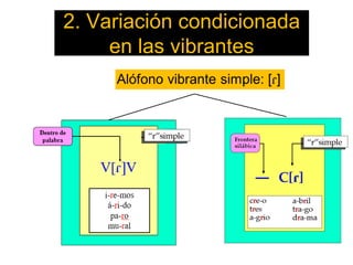 2. Variación condicionada
en las vibrantes
 