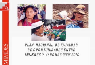 PLAN  NACIONAL  DE IGUALDAD  DE OPORTUNIDADES ENTRE  MUJERES Y VARONES 2006-2010  