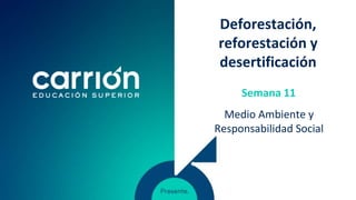 Deforestación,
reforestación y
desertificación
Medio Ambiente y
Responsabilidad Social
Semana 11
 