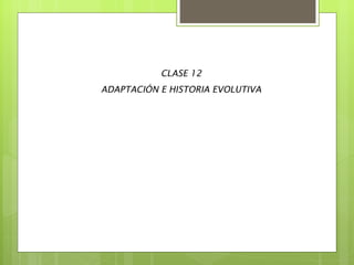 CLASE 12 ADAPTACIÓN E HISTORIA EVOLUTIVA 