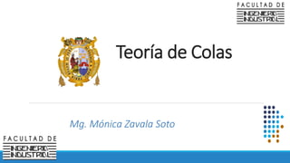 Teoría de Colas
Mg. Mónica Zavala Soto
 