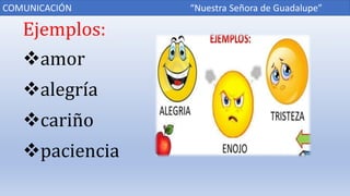 Ejemplos:
amor
alegría
cariño
paciencia
COMUNICACIÓN “Nuestra Señora de Guadalupe”
 
