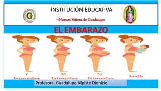 INSTITUCIÓN EDUCATIVA
“«Nuestra Señora de Guadalupe»
Profesora. Guadalupe Alpiste Dionicio.
EL EMBARAZO
 