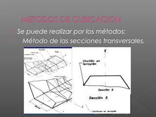  Se puede realizar por los métodos:
 Método de las secciones transversales.
 