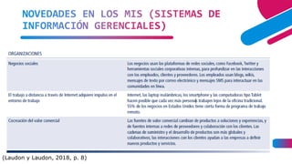 NOVEDADES EN LOS MIS (SISTEMAS DE
INFORMACIÓN GERENCIALES)
(Laudon y Laudon, 2018, p. 8)
 
