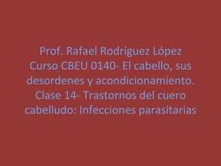 Prof. Rafael Rodríguez López Curso CBEU 0140- El cabello, sus desordenes y acondicionamiento. Clase 14- Trastornos del cuero cabelludo: Infecciones parasitarias 