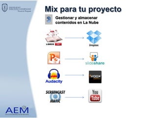 Mix para tu proyecto
Gestionar y almacenar
contenidos en La Nube
 