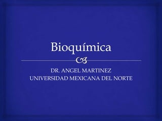 Bioquímica  DR. ANGEL MARTINEZ UNIVERSIDAD MEXICANA DEL NORTE 