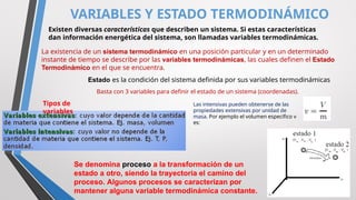 Variables Extensivas CONCEPTOS BÁSICOS DE LA TERMODINÁMICA Y ENERGIA | PPTX