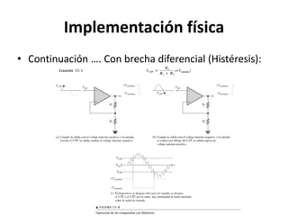 Implementación física
• Continuación …. Con brecha diferencial (Histéresis):
 