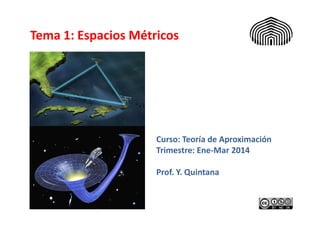 Tema 1: Espacios Métricos

Curso: Teoría de Aproximación
Trimestre: Ene-Mar 2014
Prof. Y. Quintana

 