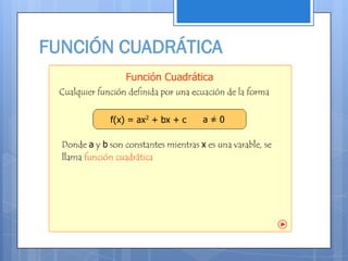 FUNCIÓN CUADRÁTICA
 