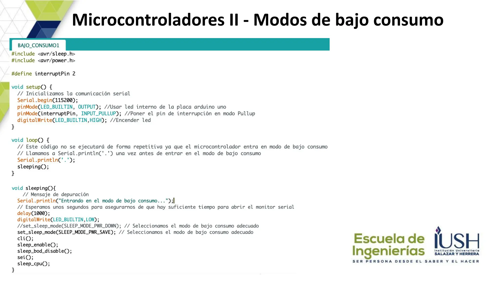 Microcontroladores II - Modos de bajo consumo
 