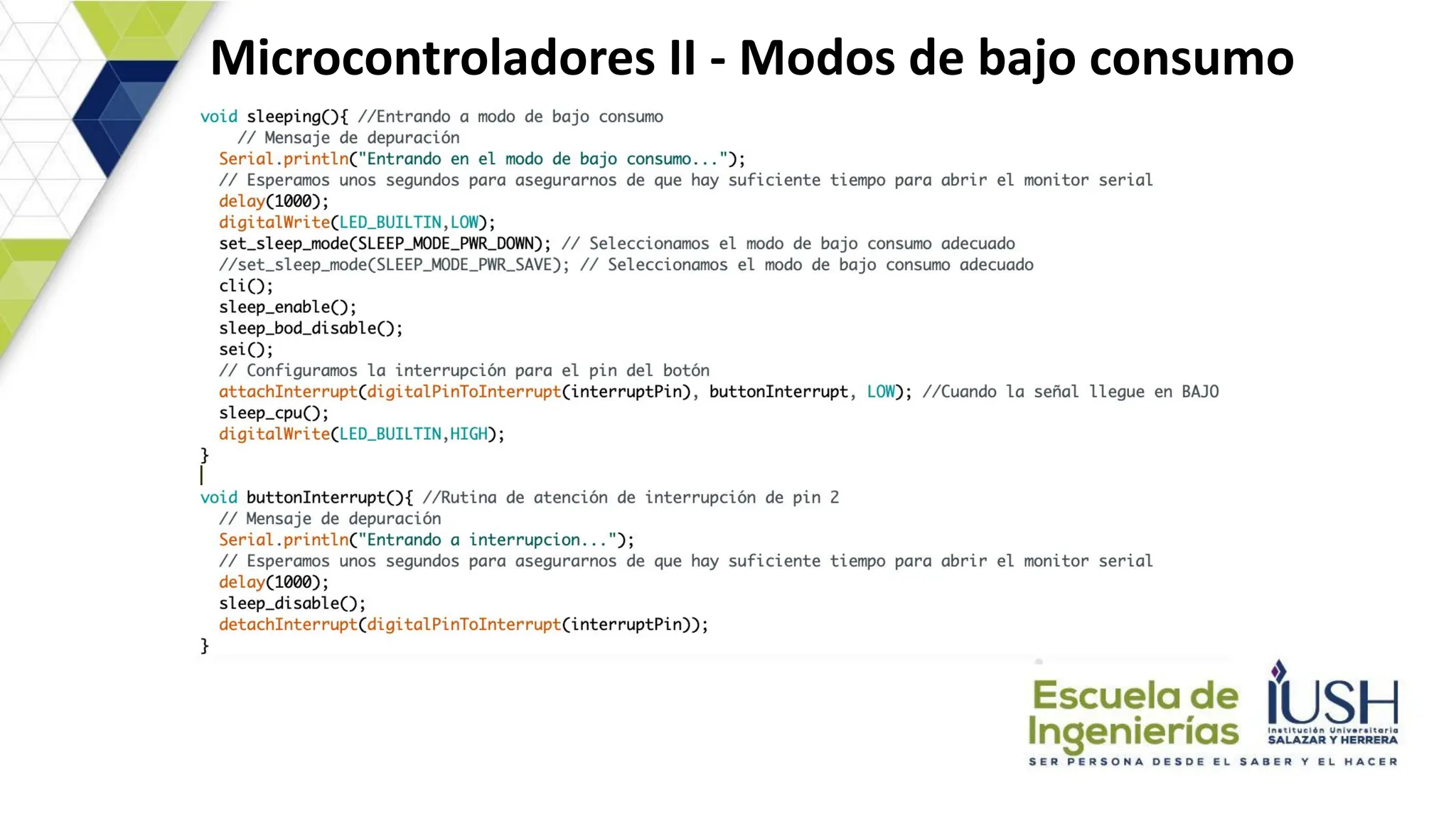 Microcontroladores II - Modos de bajo consumo
 