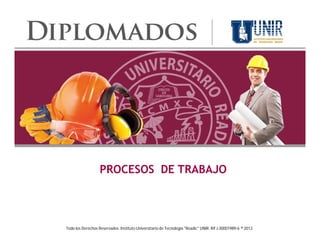 PROCESOS DE TRABAJO



Todo los Derechos Reservados. Instituto Universitario de Tecnología "Readic" UNIR. Rif J-30001989-6 ® 2012.
 