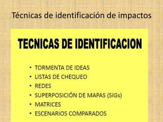 Técnicas de identificación de impactos
 