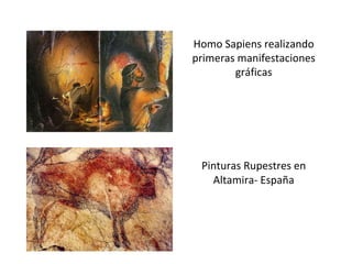 Pinturas Rupestres en Altamira- España Homo Sapiens realizando primeras manifestaciones gráficas 