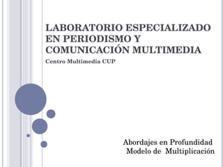 LABORATORIO ESPECIALIZADO EN PERIODISMO Y COMUNICACIÓN MULTIMEDIA Centro Multimedia CUP Abordajes en Profundidad  Modelo de  Multiplicación 