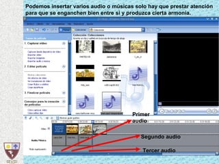 Podemos insertar varios audio o músicas solo hay que prestar atención para que se enganchen bien entre si y produzca cierta armonía. Primer audio Segundo audio Tercer audio 