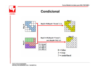 Curso Modelo de datos para SIG (720145M )




                                          Condicional




FACULTAD DE INGENIERÍA
ESCUELA DE INGENIERÍA CIVIL Y GEOMÁTICA
 