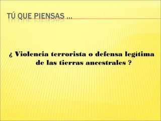 ¿ Violencia terrorista o defensa legítima
de las tierras ancestrales ?
 