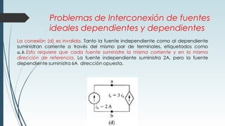 Problemas de Interconexión de fuentes
ideales dependientes y dependientes
 