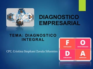 DIAGNOSTICO
EMPRESARIAL
TEMA: DIAGNOSTICO
INTEGRAL
CPC. Cristina Stephani Zavala Sifuentes
 