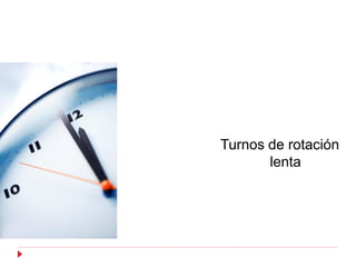 Turnos de rotación
       lenta
 