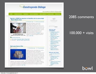 2085 comments



                                   100.000 + visits




miércoles 14 de septiembre de 11
 