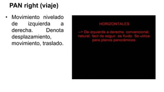 PAN right (viaje)
• Movimiento nivelado
de izquierda a
derecha. Denota
desplazamiento,
movimiento, traslado.
 