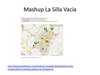 Mashup La Silla Vacía




http://www.lasillavacia.com/historia-invitado/32554/lazonica/la-
inseguridad-en-bogota-golpea-las-droguerias
 