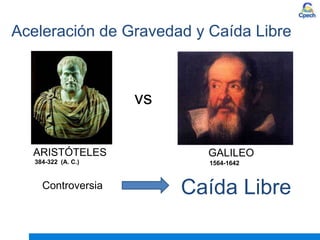 Aceleración de Gravedad y Caída Libre
GALILEO
vs
ARISTÓTELES
Controversia
384-322 (A. C.) 1564-1642
Caída Libre
 