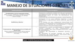 Calero, A (2018) Guía de Intervención Infantil.
 
