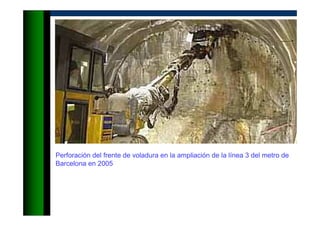 Perforación del frente de voladura en la ampliación de la línea 3 del metro de
Barcelona en 2005
 