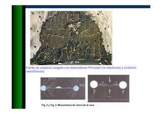 Frente de voladura cargado con detonadores Primadet (no eléctricos) y Unitronic
(electrónicos)
 
