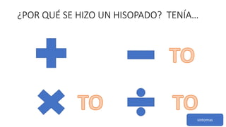 ¿POR QUÉ SE HIZO UN HISOPADO? TENÍA…
síntomas
 