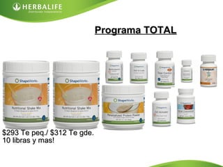Programa TOTALPrograma TOTAL
$293 Te peq./ $312 Te gde.$293 Te peq./ $312 Te gde.
10 libras y mas!10 libras y mas!
 