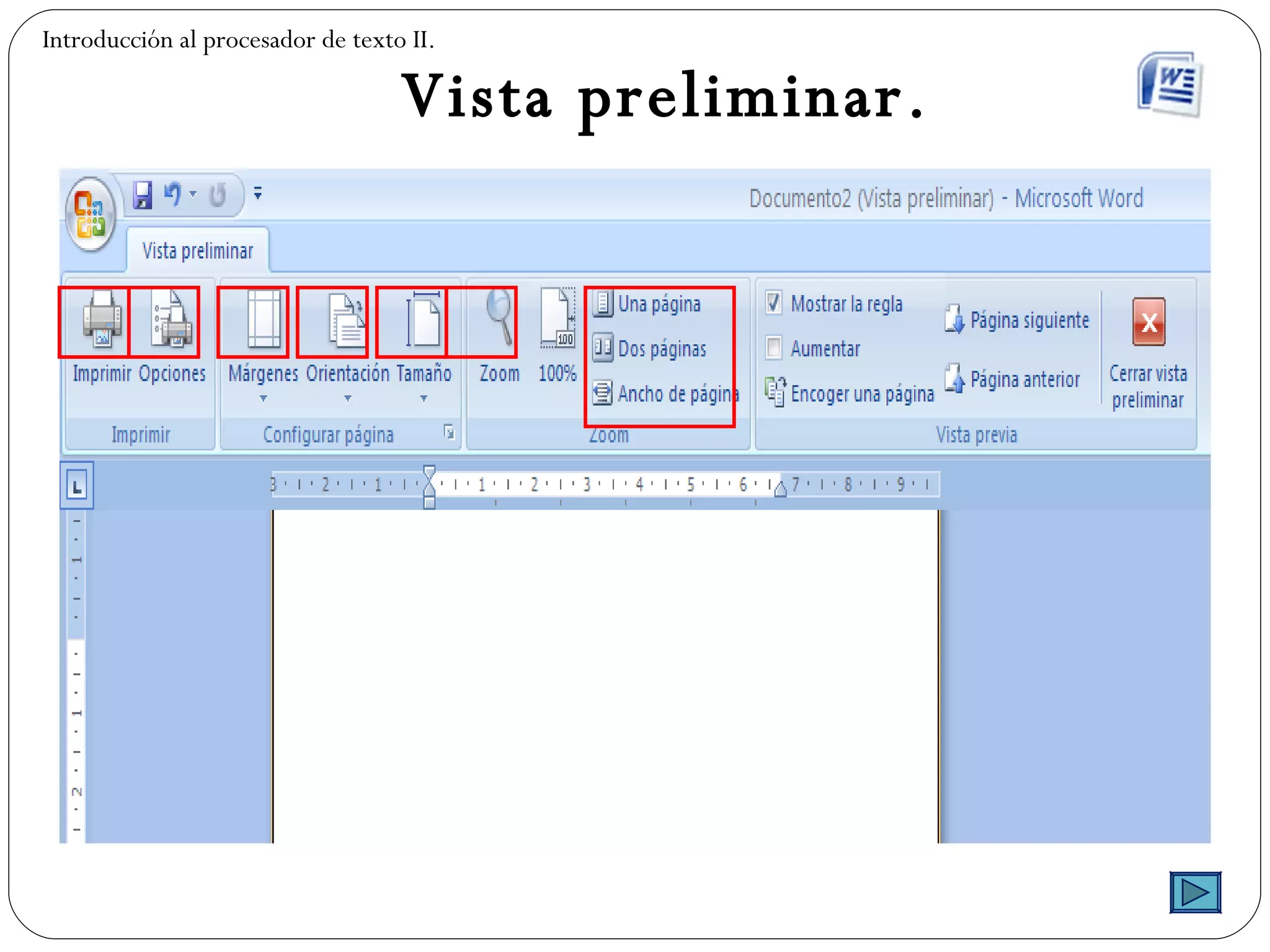 Vista preliminar. Introducción al procesador de texto II. 