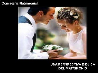 Consejería Matrimonial




                         UNA PERSPECTIVA BÍBLICA
                             DEL MATRIMONIO
 